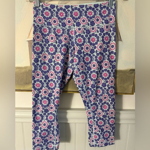 LULULEMON Wunder Under CropTwiggy Printed Power Purple Aquamarine Floral Sz 6 - Picture 4 of 12
